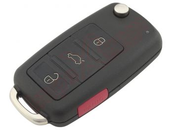 Remote control key with 3 buttons + Panic button and blade, 433 Mhz for Volkswagen VW Touareg